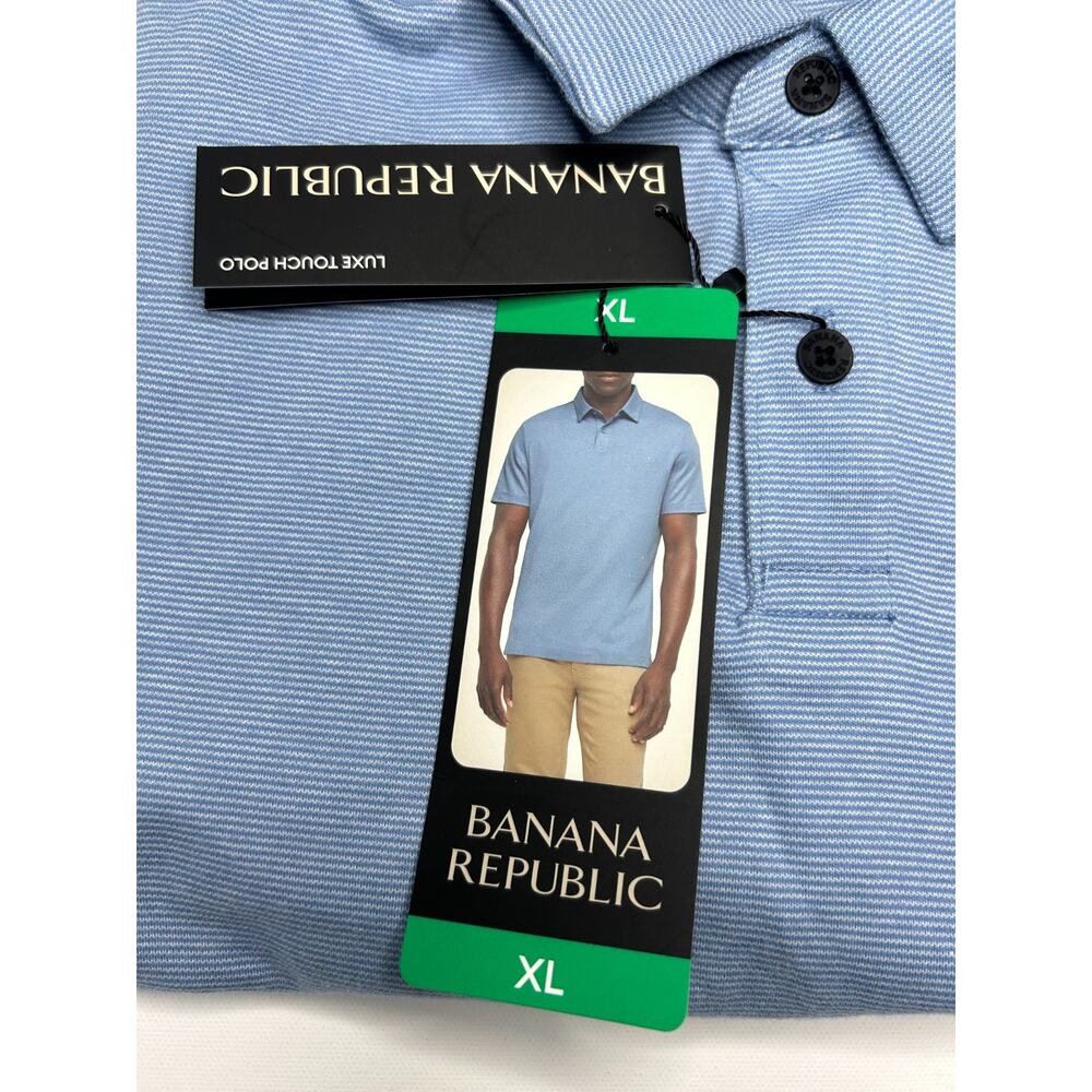 Banana Republic Men's Luxe Polo Shirt, Short Sleeve, Cotton, Blue, Size XL - Picture 7 of 9